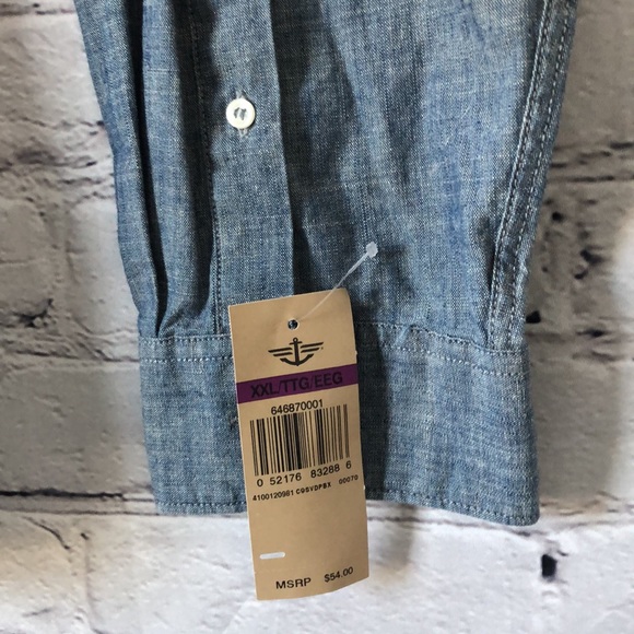 NWT Dockers Denim Chambray Long Sleeve Button Up Shirt Sz XXL - Picture 6 of 12